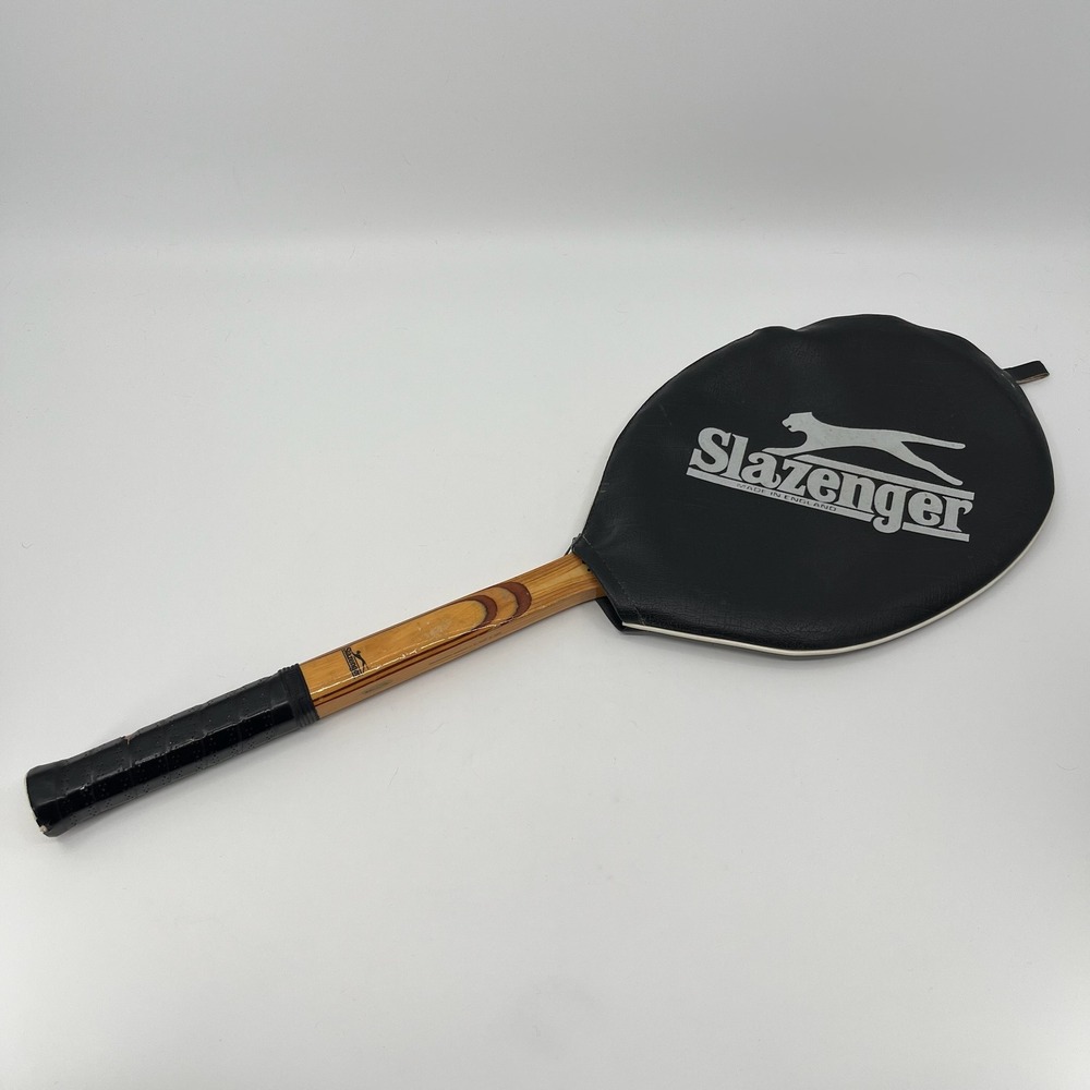 Vtg 70s Slazenger Diplomat Tennis Racquet Wood 4 3/8 L No 1756 Japan w Cover
